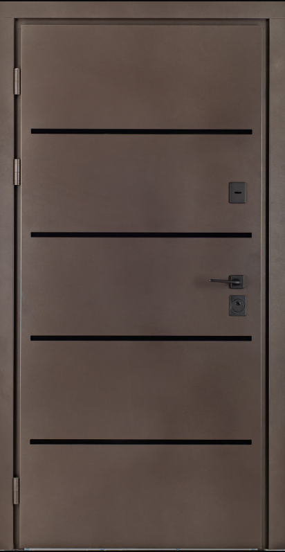 Двері вхідні Гермес Форест 032 RAL 156 / ПВХ Дуб темний + молдинг 860х2050 мм, фото 1