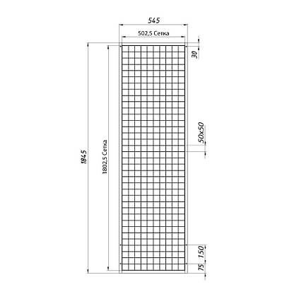 Сітка торговельна в рамці 50х180 см, осередок 50 мм, профіль 20 мм, біла, фото 2