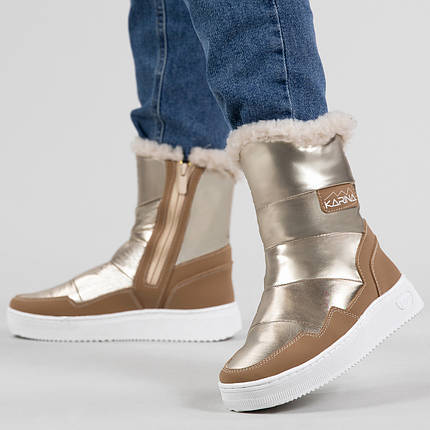 Дутики зимові жіночі високі золотисті з замком (4103), фото 1