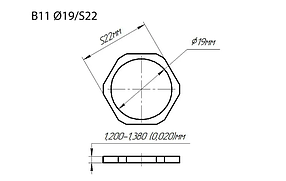 Регулювальна шайба форсунки; (B11); Common Rail Bosch. Ø 22х19 мм; 1,20-1,38 мм. h = 0,02 мм.