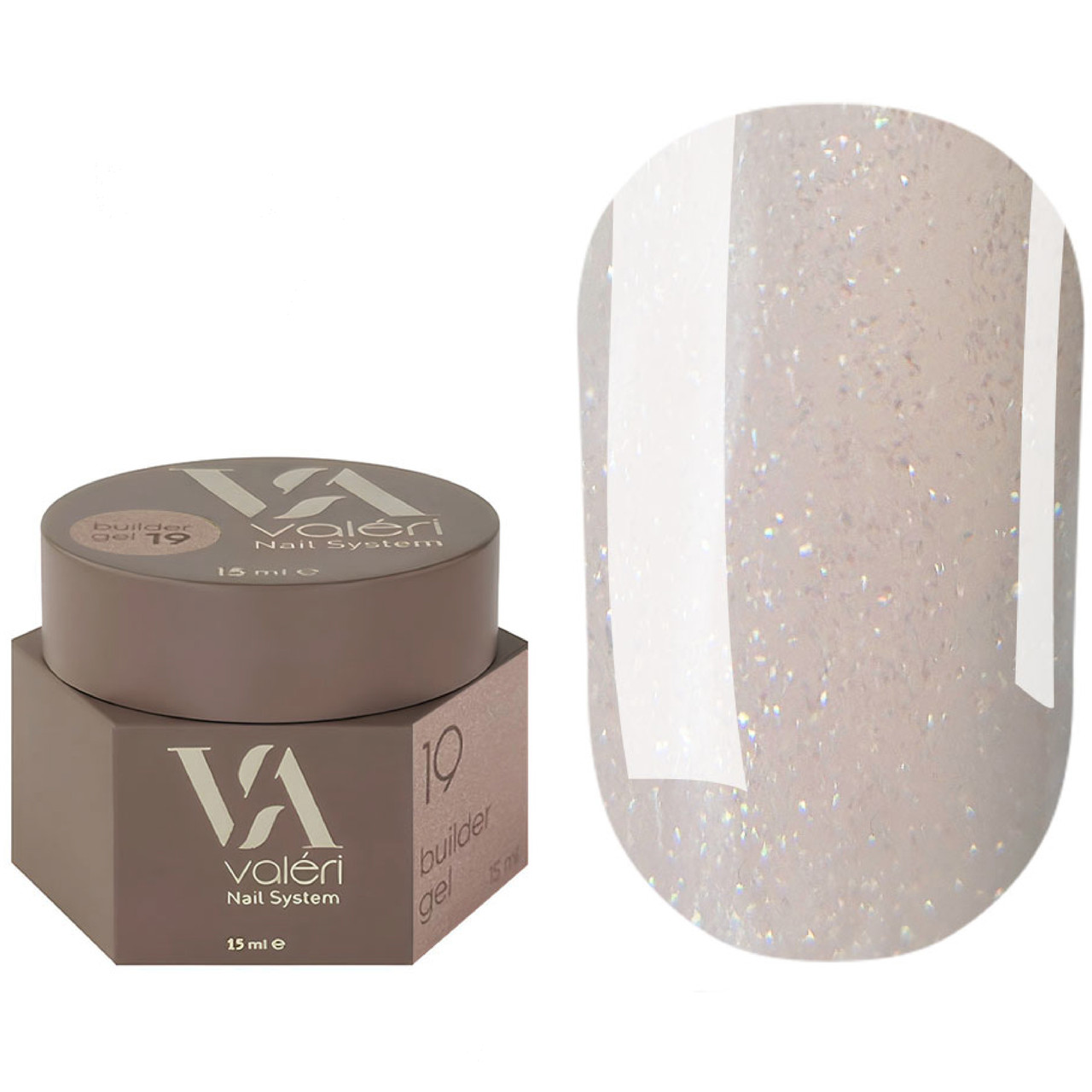 Гель для нарощування Valeri Builder Gel, 15 мл No19 (світло-персиковий із шимером), фото 1