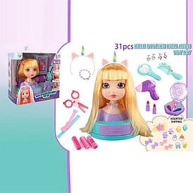 Манекен для зачісок SR 001 (18/2) косметика, перукарські інструменти, заколки, резинки, в коробці