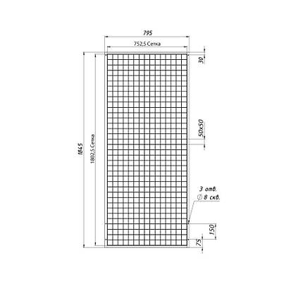 Сітка торгова в рамці 75х180 см, комірка 50 мм, профіль 20 мм, чорна, фото 2