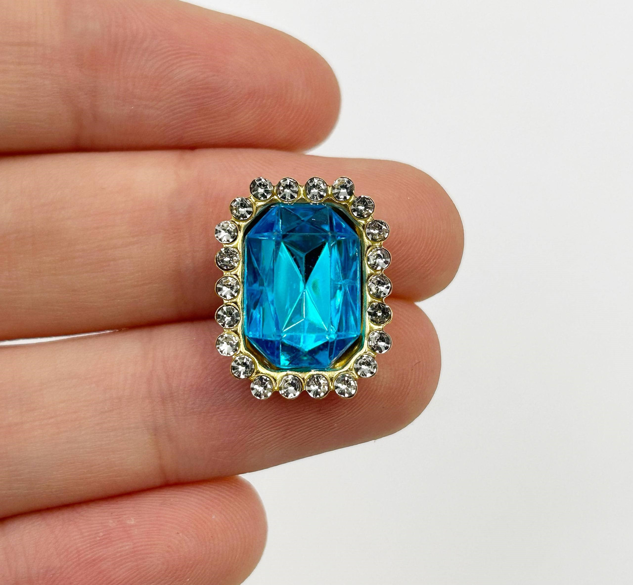 Стразовий Декор / Поштучно / Прямокутник / 20 * 17мм / Блакитний, фото 1