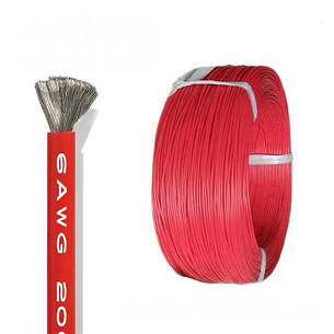 Силіконовий, багатожильний кабель 6 AWG червоний 1м, фото 1