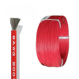 Силіконовий, багатожильний кабель 8 AWG червоний 1м, фото 1