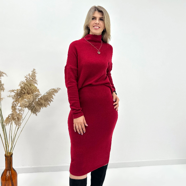 Теплий жіночий костюм з ангори зі спідницею міді та кофтою спідницевий ангоровий костюм для повних, фото 1