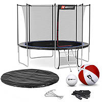 Батут Hop-Sport 10ft (305см) чорно-синій з внутрішньою сіткою (4 ноги)