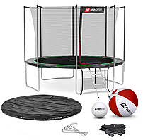 Батут Hop-Sport 10ft (305см) чорно-зелений з внутрішньою сіткою (4 ноги)