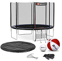 Батут Hop-Sport 10ft (305см) чорно-синій з зовнішньою сіткою (4 ноги)