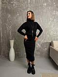 Теплий жіночий костюм з ангори зі спідницею міді та кофтою спідницевий ангоровий костюм-двійка, фото 4