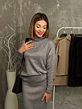 Теплий жіночий костюм з ангори зі спідницею міді та кофтою спідницевий ангоровий костюм-двійка, фото 9