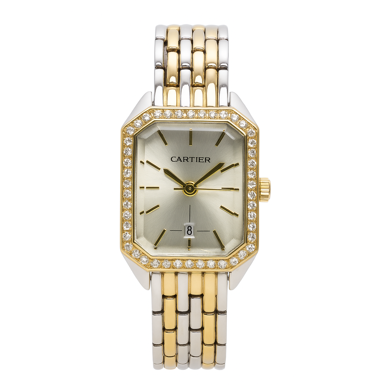 Жіночий годинник наручний зі стразами, прямокутний, комбінований з білим циферблатом ( код: IBW922SYO )