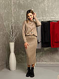 Теплий жіночий костюм з ангори зі спідницею міді та кофтою спідницевий ангоровий костюм-двійка, фото 6
