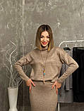 Теплий жіночий костюм з ангори зі спідницею міді та кофтою спідницевий ангоровий костюм-двійка, фото 7