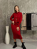 Теплий жіночий костюм з ангори зі спідницею міді та кофтою спідницевий ангоровий костюм-двійка, фото 2