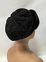 Жіночий хутряний берет з натуральним хутром норки на трикотажній основі "Восьмиклинка"  Чорна, фото 9