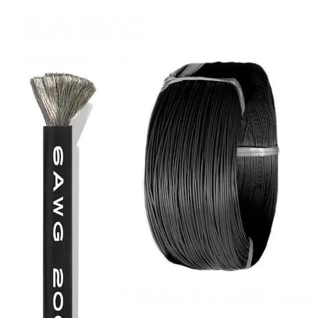 Силіконовий, багатожильний кабель 6 AWG чорний 1м