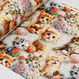 Ранфорс digital з цифровим друком 5D маленькі "Пухнасті котенята" № F-3572