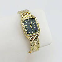 Жіночий годинник наручний зі стразами, прямокутний, золото з чорним циферблатом ( код: IBW922YB )