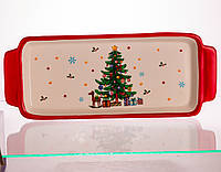 Блюдо сервірувальне новорічне для закусок 39×15×2 (см) з порцеляни CR-1-1