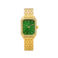 Жіночий годинник наручний зі стразами, прямокутний, золото з зеленим циферблатом ( код: IBW922YG )