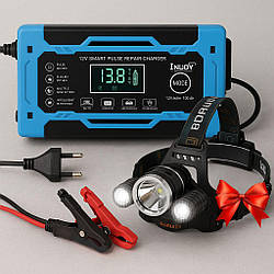 Зарядка для акумулятора 12V, 6A + Подарунок Налобний ліхтар RJ 3000 / Інтелектуальне зарядне для акумуляторів