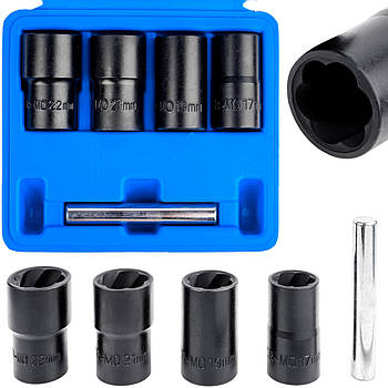 Набір головок для викручування пошкоджених болтів 17–22 мм 1/2"  5 од. Falon-Tech FT1722