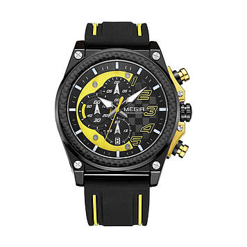 Годинник Megir Black Yellow Black MG2051 (MN2051G-BK-1-N13)