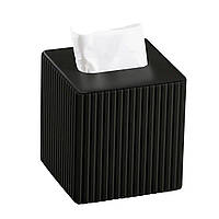 Серветниця з екошкіри квадратна 13х13х14.5 см органайзер для серветок на стіл, Чорний HP-3-201B