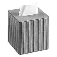 Серветниця з еко шкіри настільна 13х13х14.5 см органайзер для серветок Сірий HP-3-201G