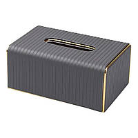 Серветниця з еко шкіри 21.5х13х9 см органайзер для кафе і ресторанів Сірий HP-3-203G