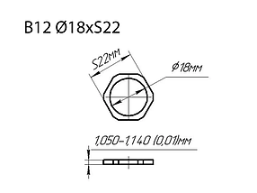 Регулювальна шайба форсунки; (B12); Common Rail Bosch; Ø 18х22 мм; 1,050-1,140 мм; h=0,01 мм;