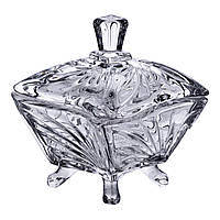 Цукорниця з кришкою 7.5×7.5×9 см ваза цукорниця скляна HP-4-117