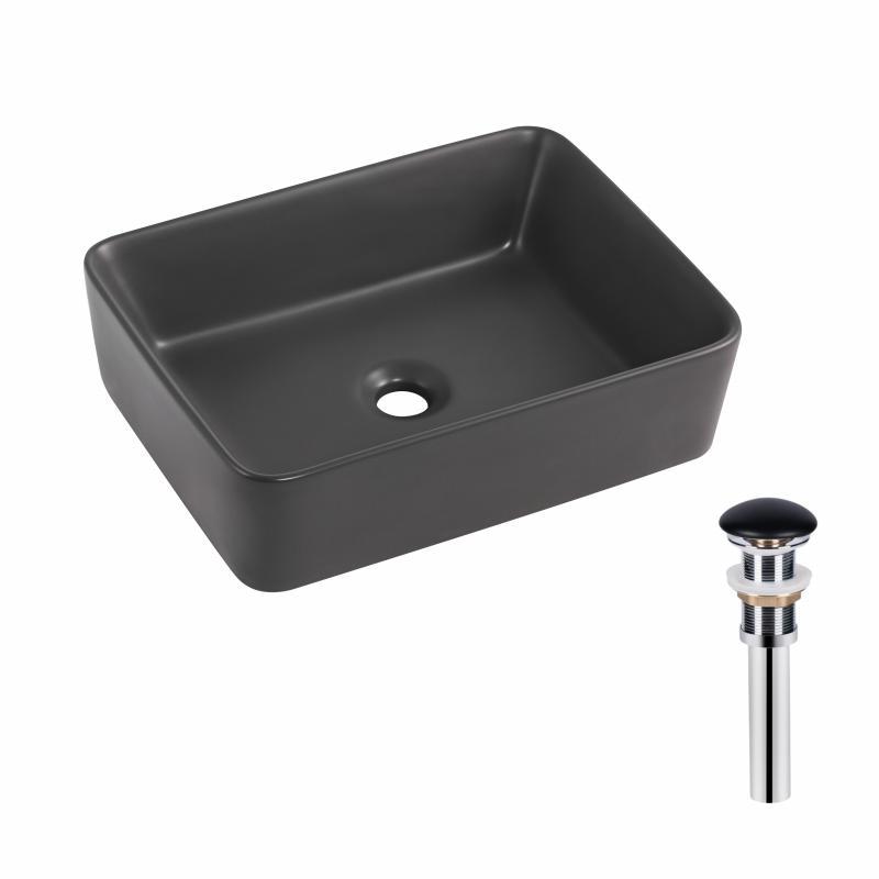 Раковина накладна Qtap Tern 480x370x135 мм, Anthracite, прямокутна, з донним клапаном QT17116069AN, фото 1