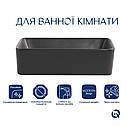 Раковина накладна Qtap Tern 480x370x135 мм, Anthracite, прямокутна, з донним клапаном QT17116069AN, фото 3