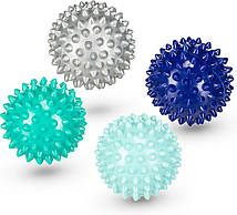 Набір масажних м'ячів Gymtek 65 мм 4 шт сіро-зелено-синій