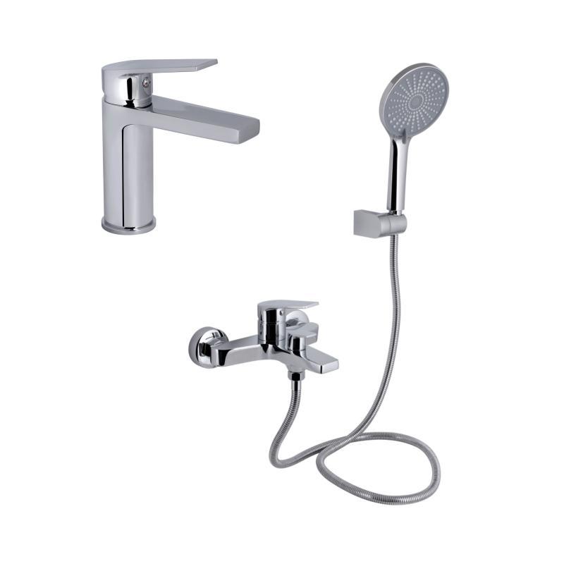 Акційний набір Qtap: Stenava New Змішувач для раковини QTSTE270CRM45535 Chrome + Stenava New Змішувач для ванни QTSTE259CRM45537, фото 1