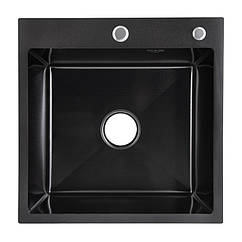 Lidz Handmade H5050HB Мийка для кухні інтегрована Decor Black PVD Honeycomb 2,5/0,5 мм LDH5050BDECPVD48369