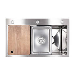 Lidz Handmade H7545 Мийка для кухні інтегрована Decor Honeycomb 3,0/1,0 мм LDH7545DEC48372