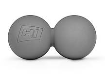 Силіконовий масажний подвійний м'яч 63 мм Hop-Sport HS-S063DMB сірий