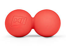 Силіконовий масажний подвійний м'яч 63 мм Hop-Sport HS-S063DMB червоний