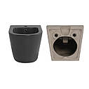 Комплект Qtap Robin Anthracite 3 в 1: підвісний унітаз Ultra Quiet + біде підвісне + раковина накладна QTROBAN49157, фото 8