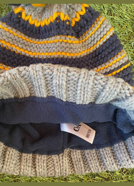 Шапка на мальчині зимова різнобарвна з балабоном C&A, Розмір на бирці: 98-104, фото 1