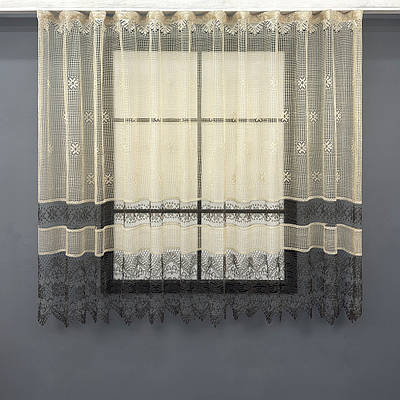 Тюль сітка висотою 1,5м., колекції "Juli". Колір бежевий з венге. Код 1873т