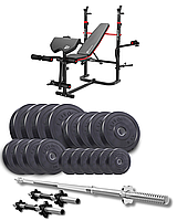 Набір Elitum Titan 89кг з лавою HS-1065HB Pro, штангою та гантелями