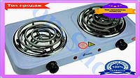S1 Електроплита спіральна Domotec !Top Shop! настільна електрична плитка для кухні з двома конфорками Sho34\T