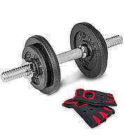 Гантеля металева Hop-Sport New 10кг із рукавичками