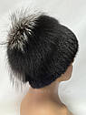 Жіноча норкова шапка "Равлик" Чорна, фото 7