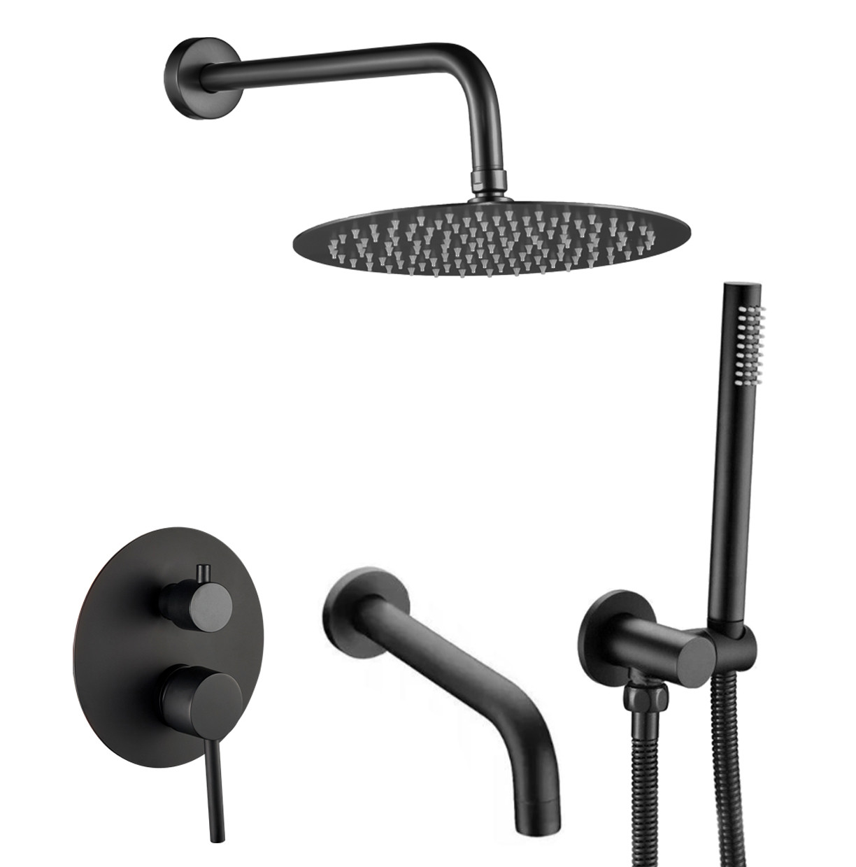 Душова система з виливом VBI MILANO BLACK прихованого монтажу, фото 1